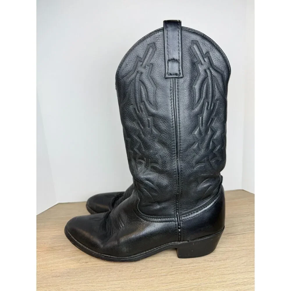 Laredo Men's 6691 Size 9.5D Black Leather Jacksonville Cowboy Western Boots
